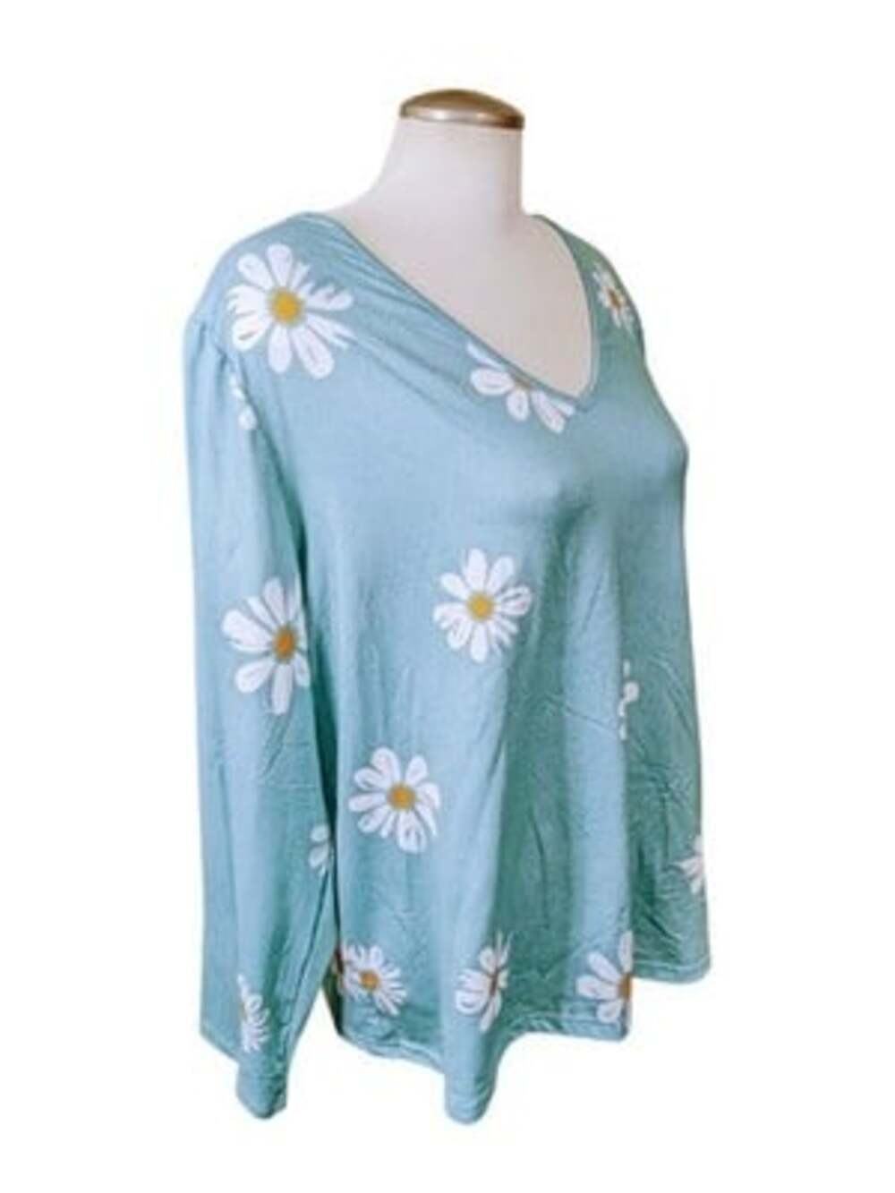 Emery Rose T-Shirt Top Womens 2XL Blue Floral Short Sleeve Crew Neck Pullover - Picture 2 of 5